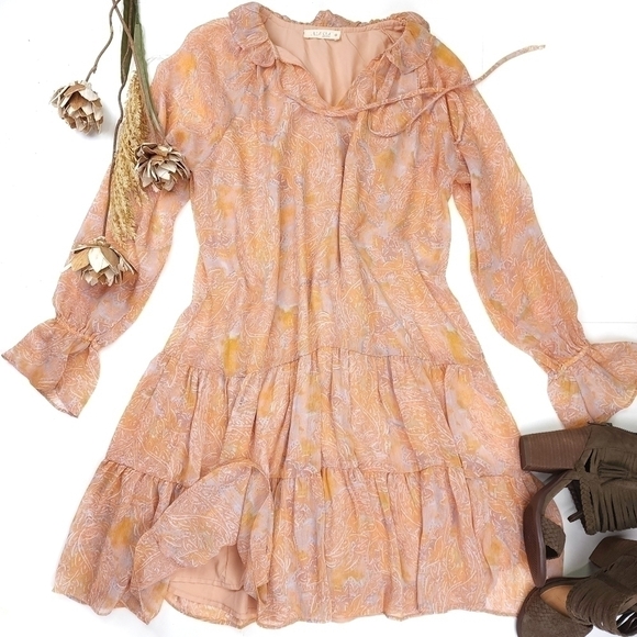 Illa Illa Peachy Paisley Boho Sheer Lined Dress Size S - Picture 7 of 12